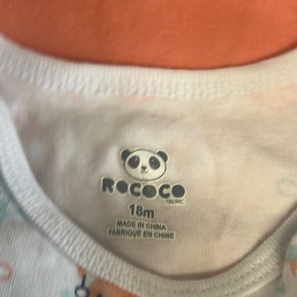 Rococo Vibrant Orange, Blue and white Bodysuit/One Piece set w/ sea life design - Picture 2 of 3